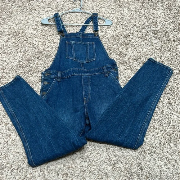 Old Navy Classic Blue Denim Overalls, 6, straight leg - Picture 2 of 8